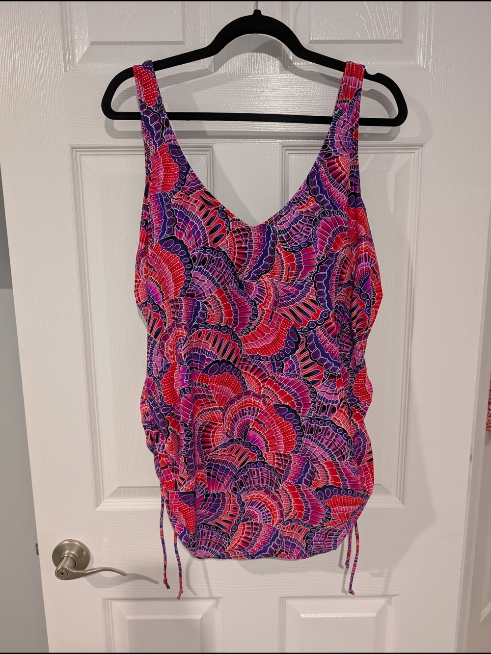 Croft & Barrow Pink & Purple Printed Shell Swim Tankini Top in Size 24W